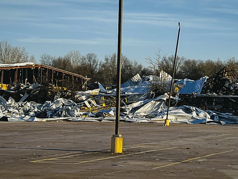 Tornado damaged warehouse in Springdale Arkansas.